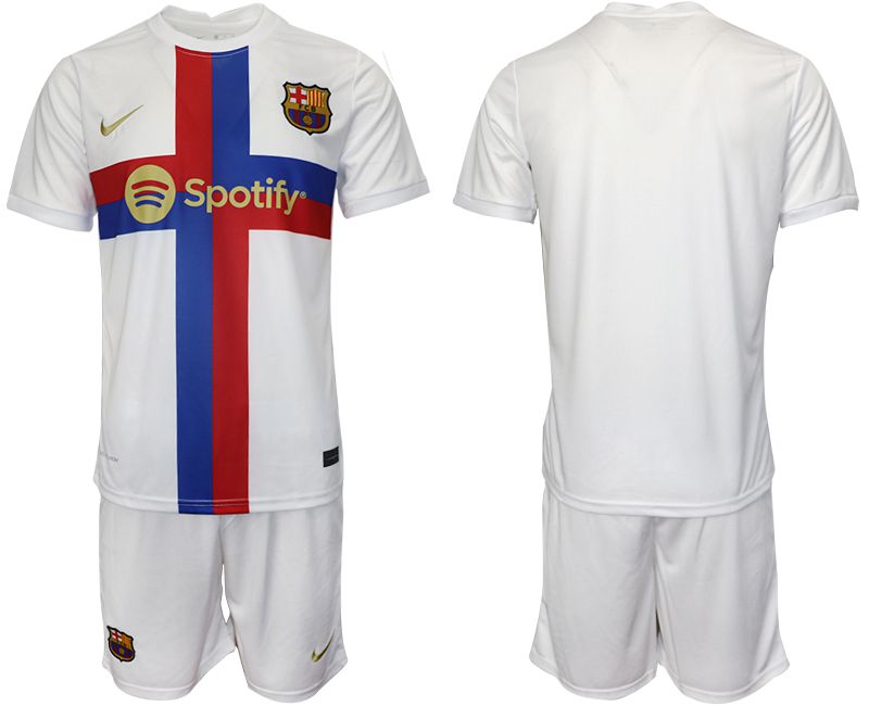 Men 2022-2023 Club Barcelona white away blank Soccer Jersey->barcelona jersey->Soccer Club Jersey